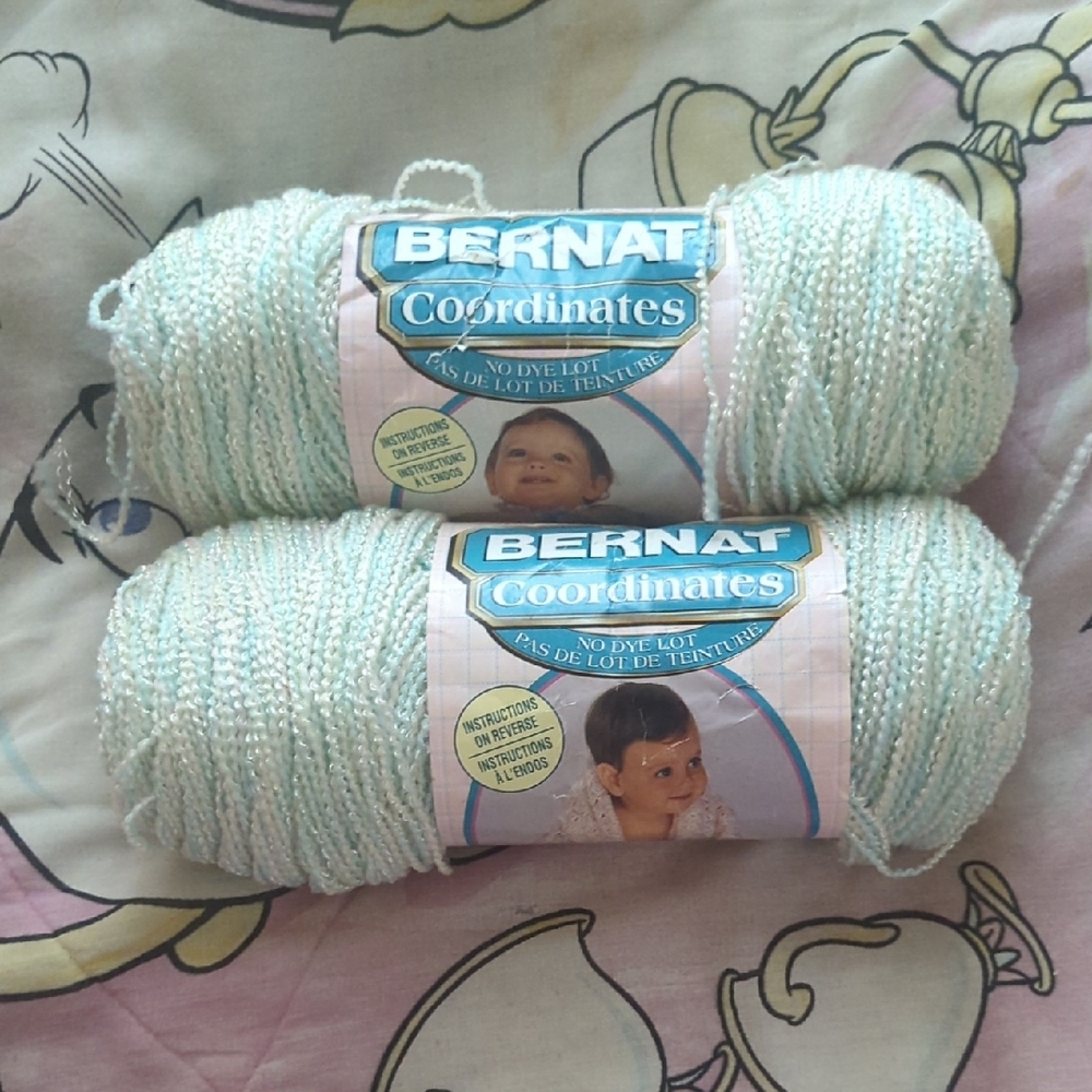 Bernat Baby Yarn; Green,White NWT
